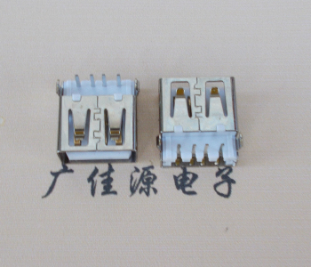 安阳USB母座接口 AF90度沉板1.9引脚4P插件白胶芯直边