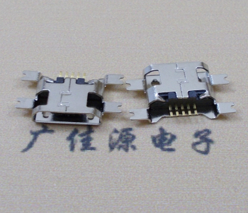安阳镀镍Micro USB 插座四脚贴 直边沉板1.6MM尺寸结构