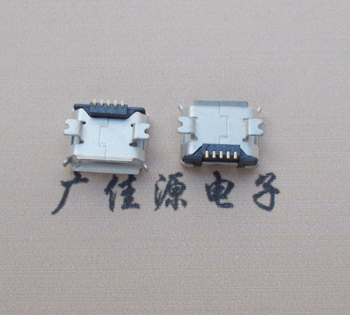 安阳Micro USB 5PIN接口,B型垫高0.9mm鱼叉脚贴片雾锡卷边